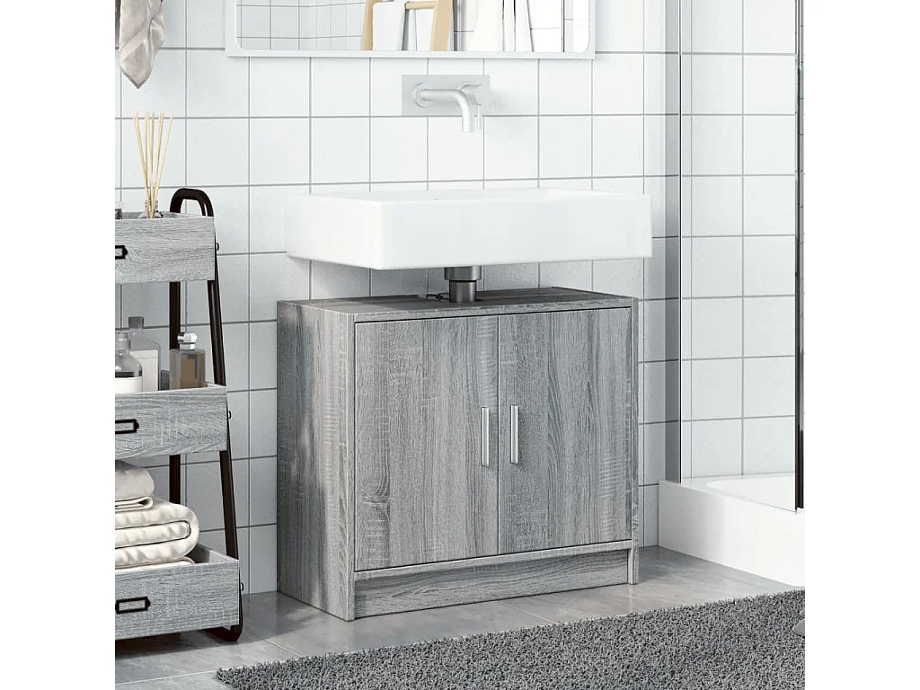 Armoire d'évier sonoma gris 63x29x55 cm bois d'ingénierie