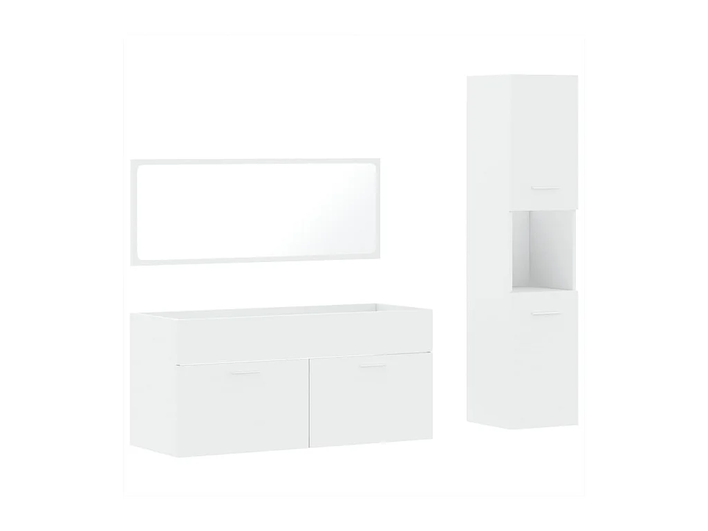 Ensemble de meubles salle de bain 3 pcs blanc bois d'ingénierie