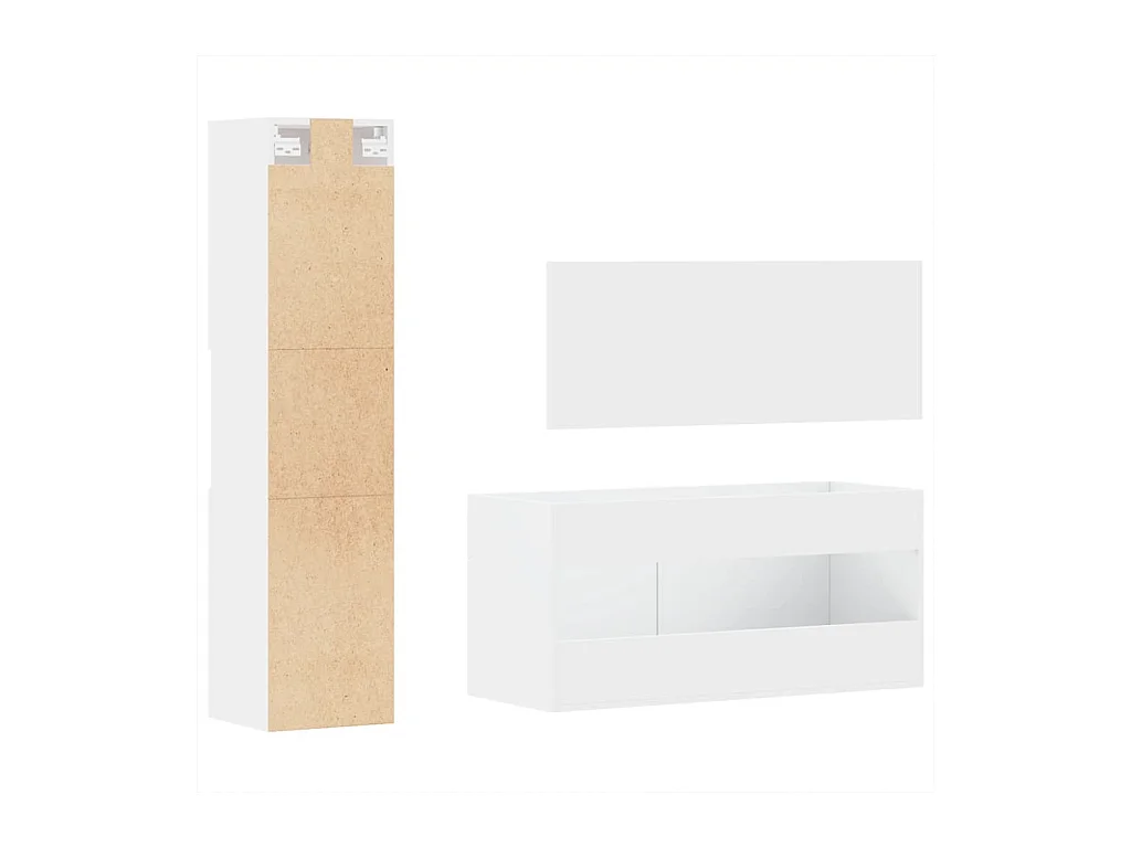 Ensemble de meubles salle de bain 3 pcs blanc bois d'ingénierie
