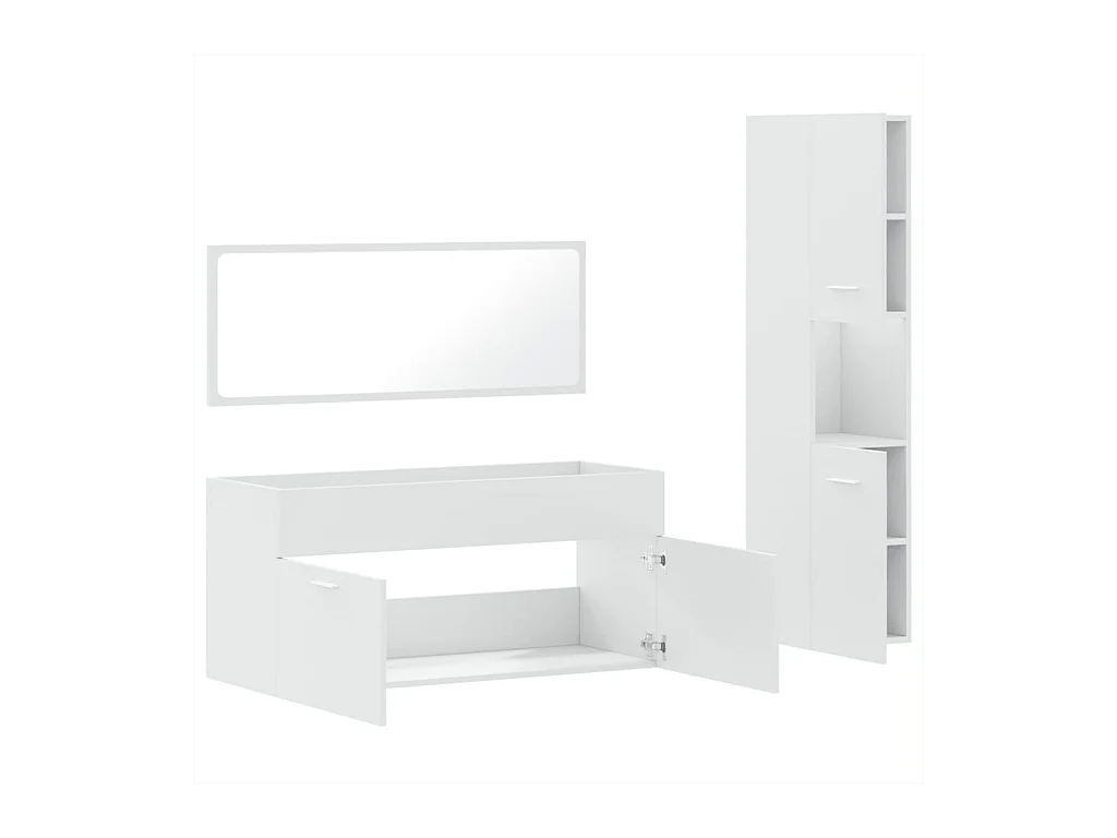 Ensemble de meubles salle de bain 3 pcs blanc bois d'ingénierie