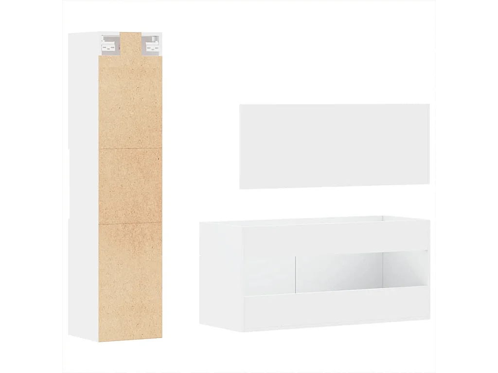 Ensemble de meubles salle de bain 3 pcs blanc bois d'ingénierie