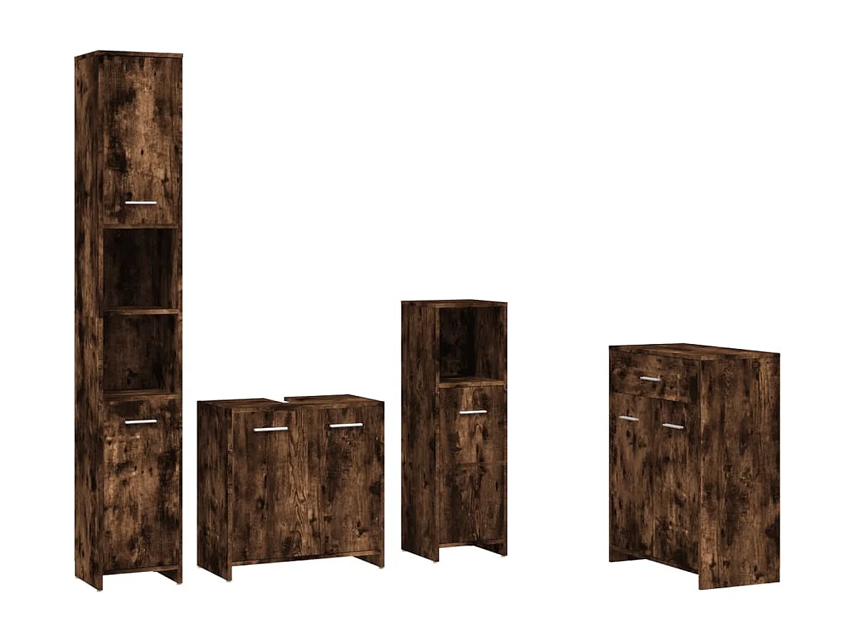 Ensemble de meubles de salle de bain 4 pcs Chêne fumé Bois