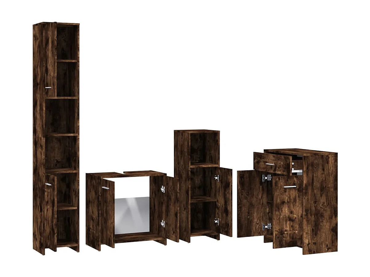 Ensemble de meubles de salle de bain 4 pcs Chêne fumé Bois
