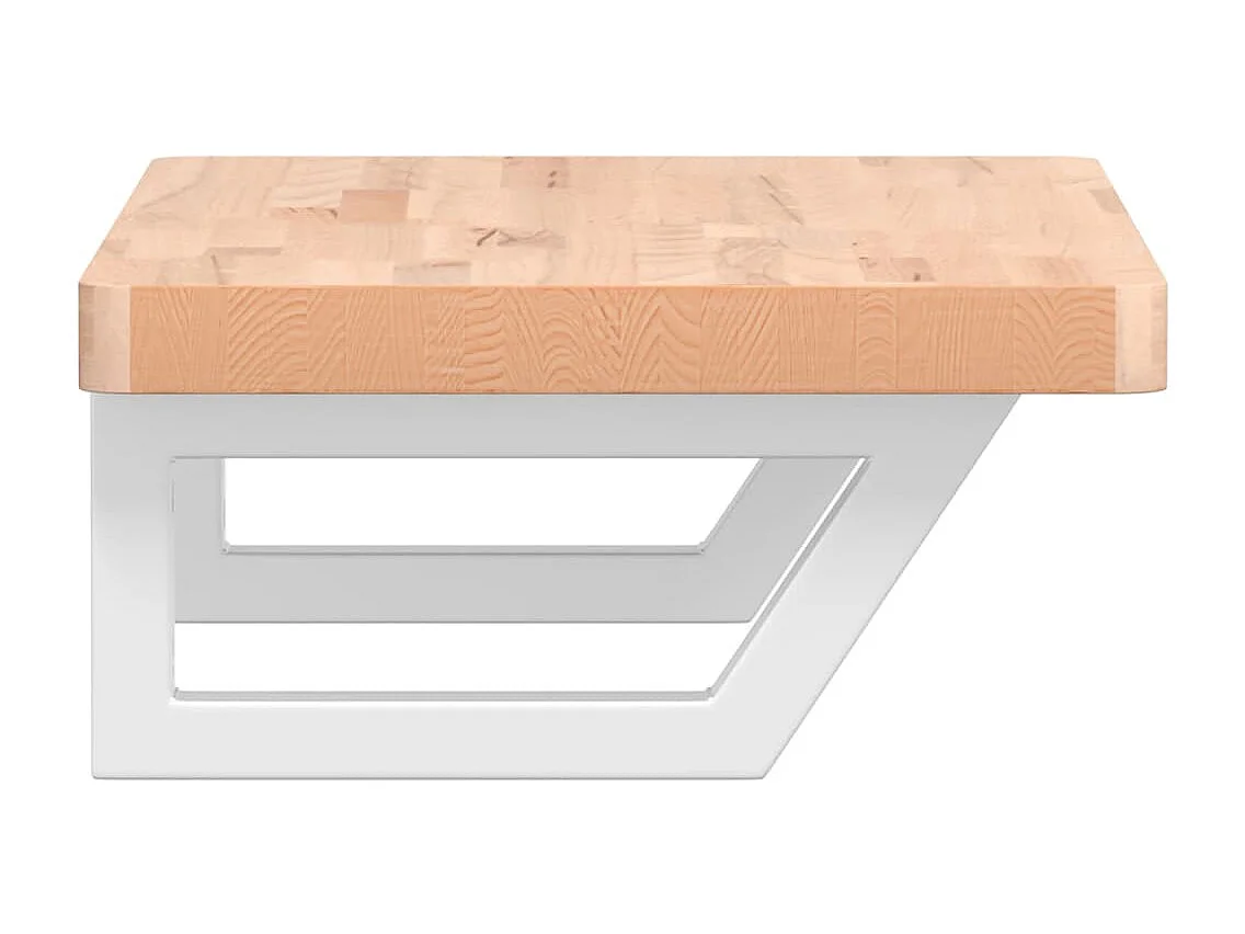 Ripiano a Parete per Lavabo in Acciaio e Massello di Faggio