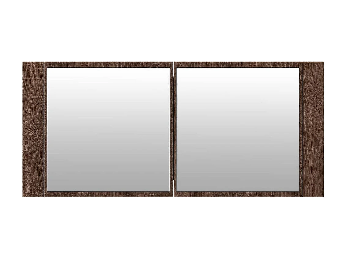 Armadietto Specchio con LED da Bagno Rovere Marrone 100x12x45cm