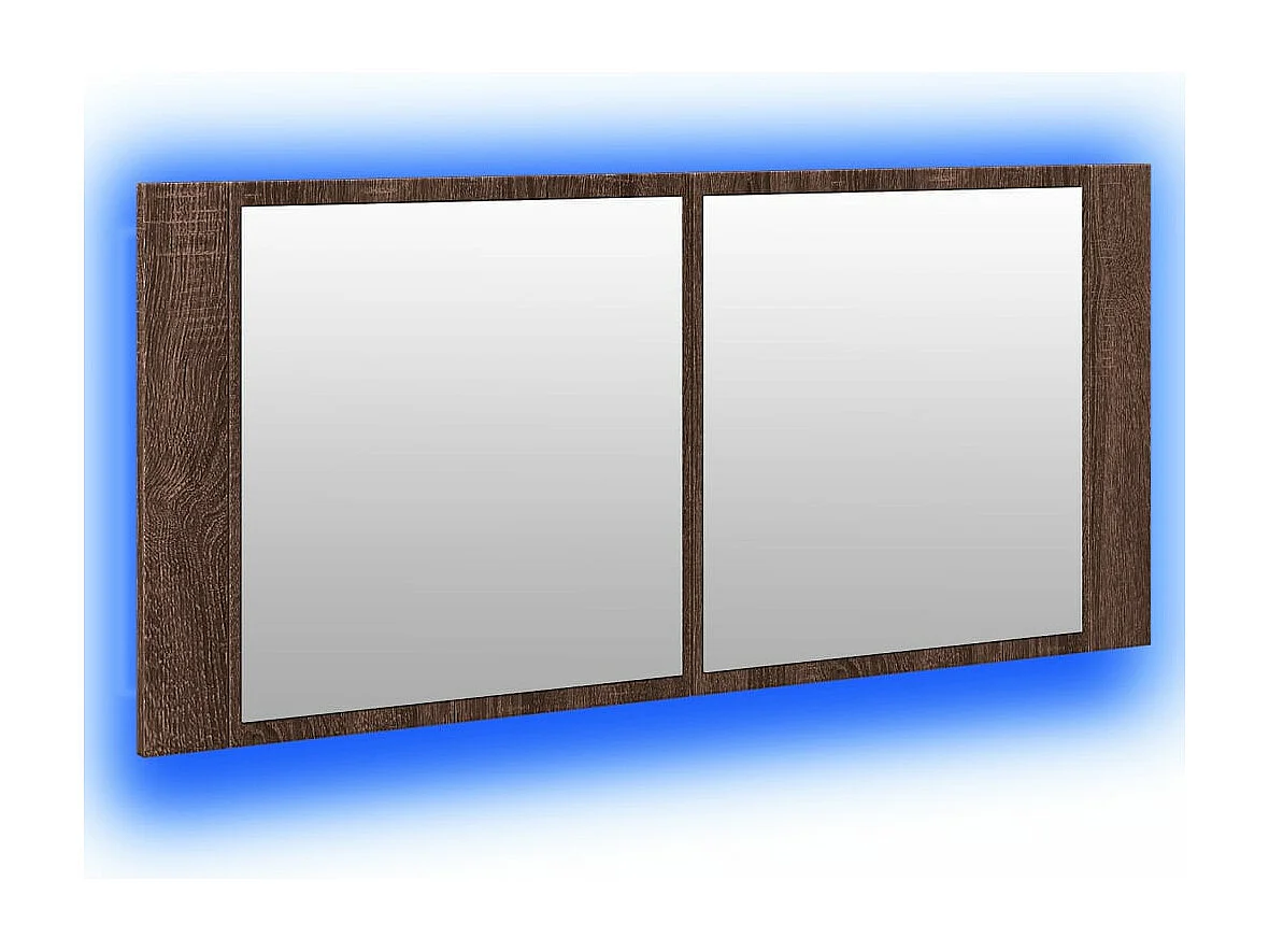 Armoire à miroir à LED de bain chêne marron 100x12x45 cm