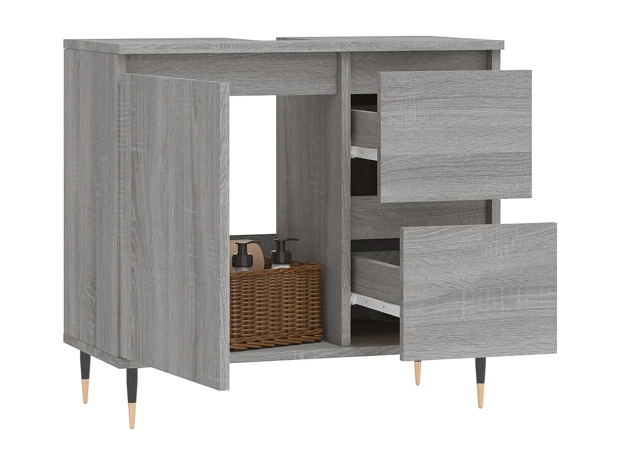 Armoire de bain sonoma gris 65x33x60 cm bois d'ingénierie