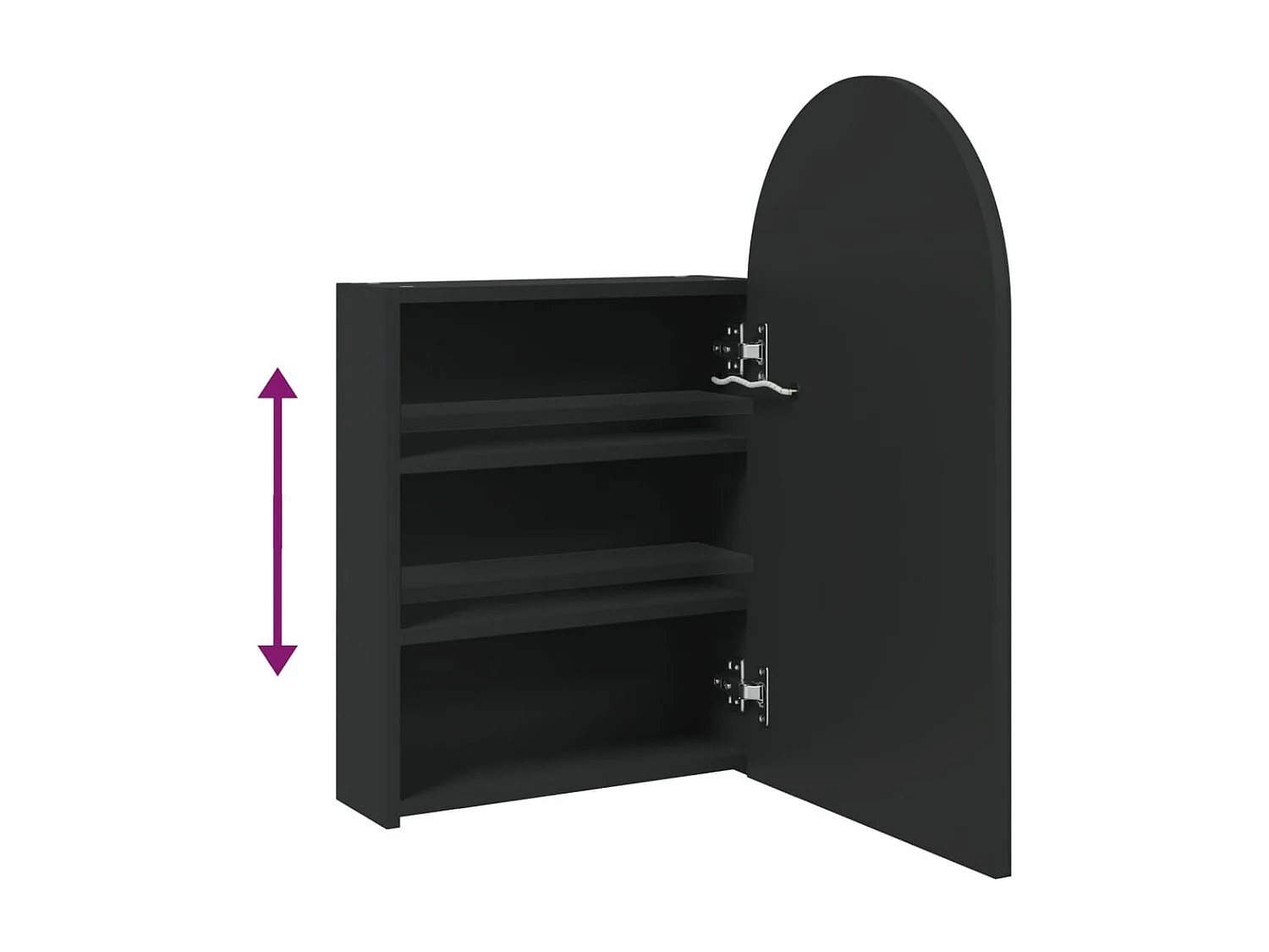 Armoire de bain à miroir avec LED arquée noir 42x13x70 cm