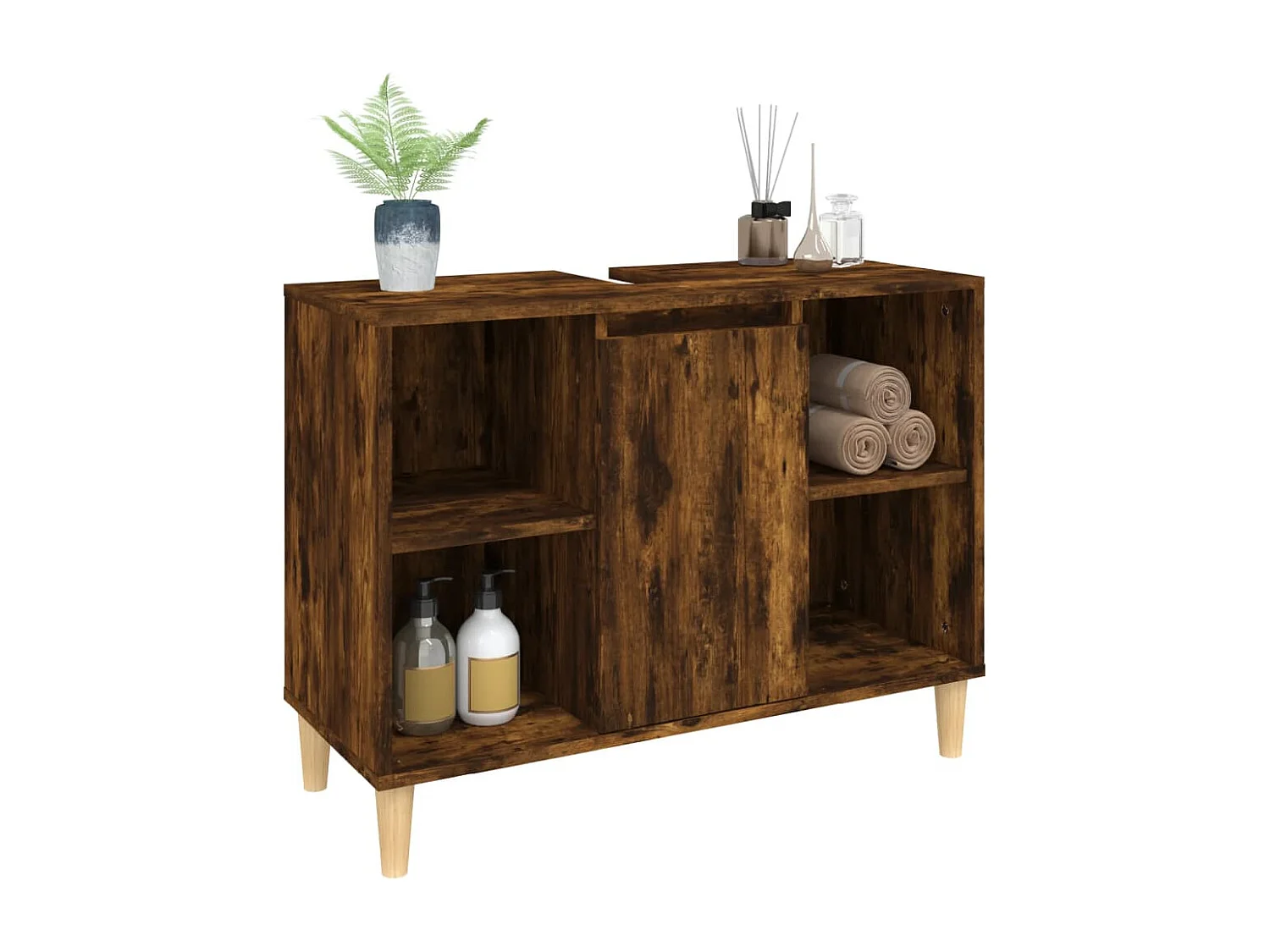 Mobile Lavabo Rovere Fumo 80x33x60 cm in Legno Multistrato