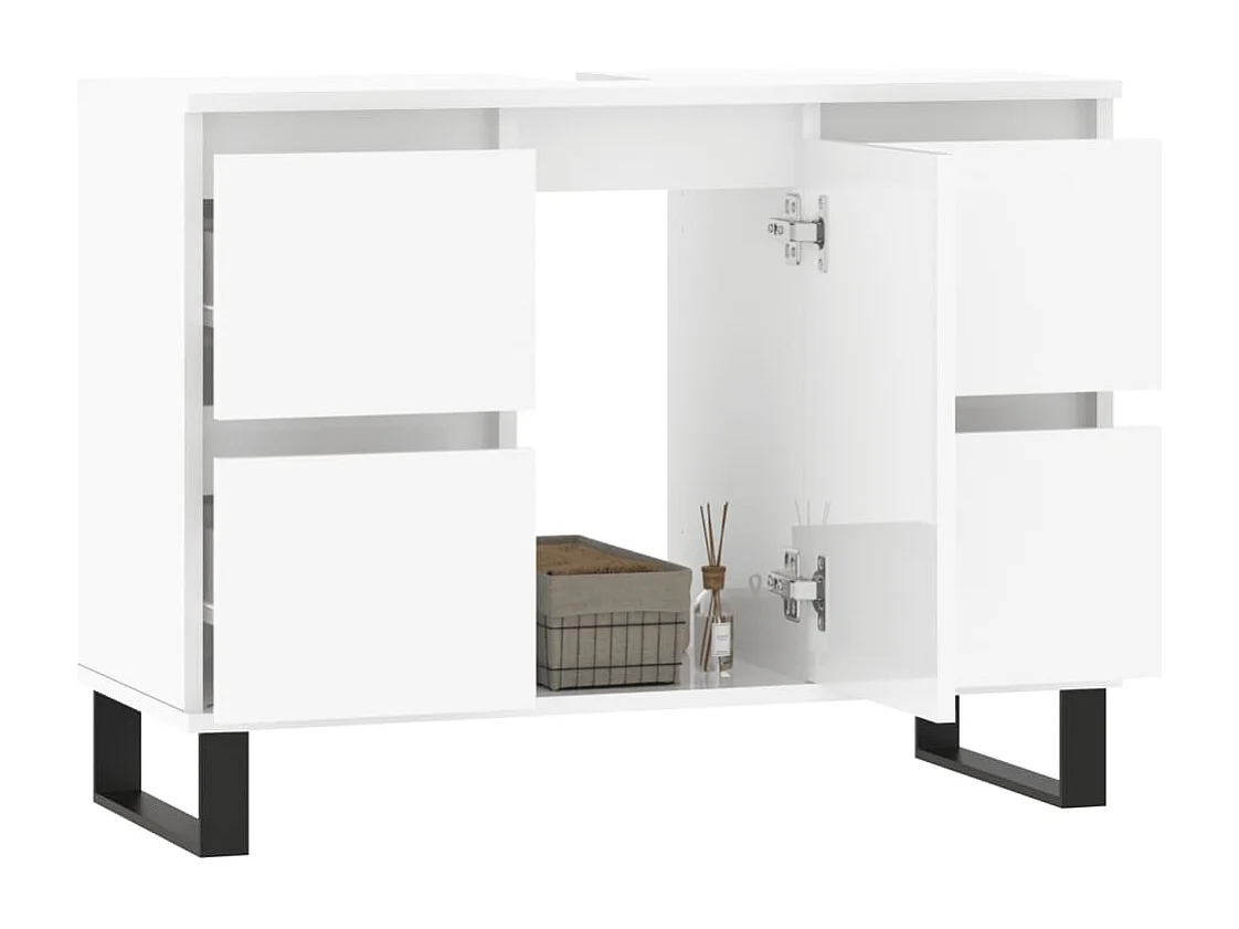 Armário WC 80x33x60 cm derivados de madeira branco brilhante