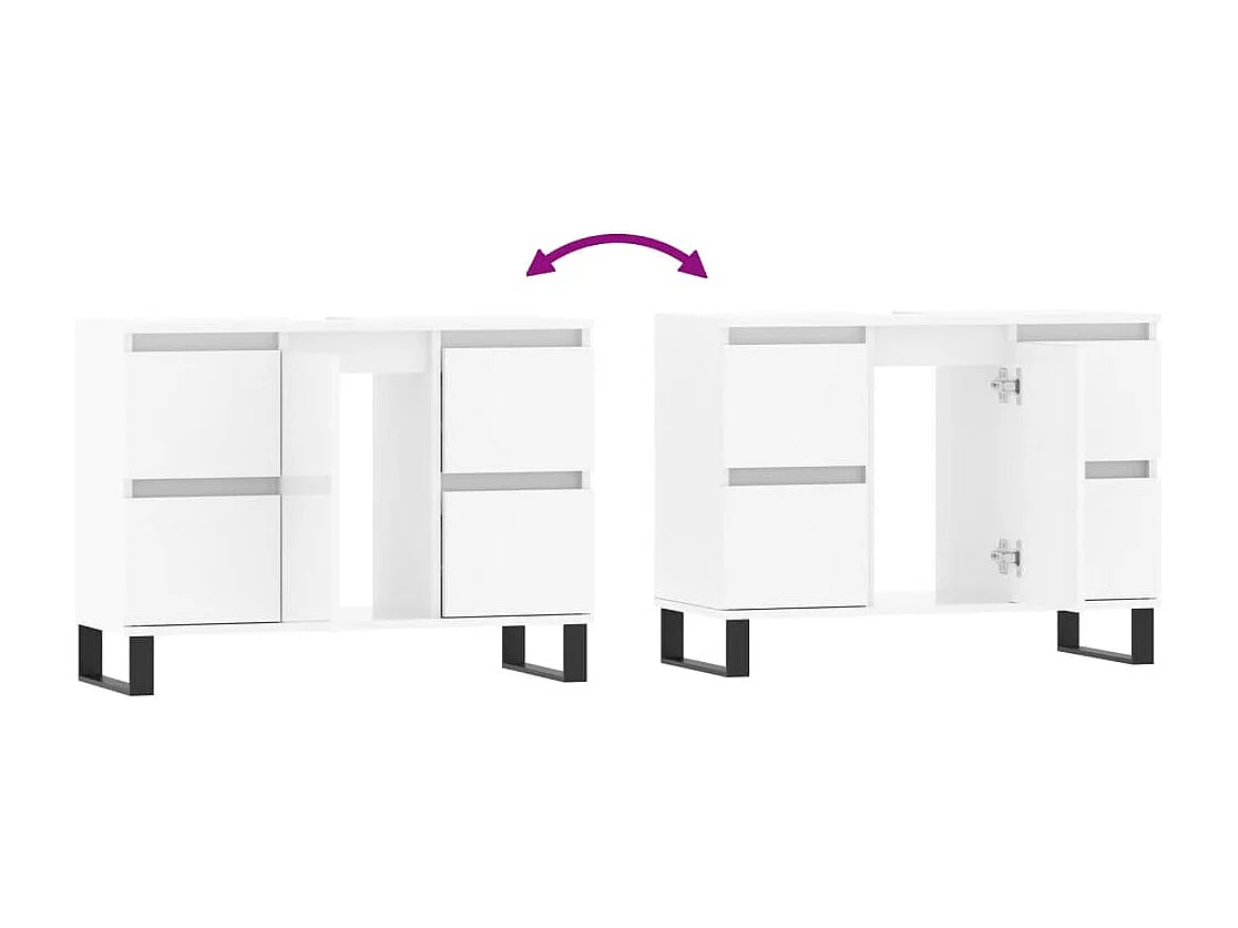 Armário WC 80x33x60 cm derivados de madeira branco brilhante