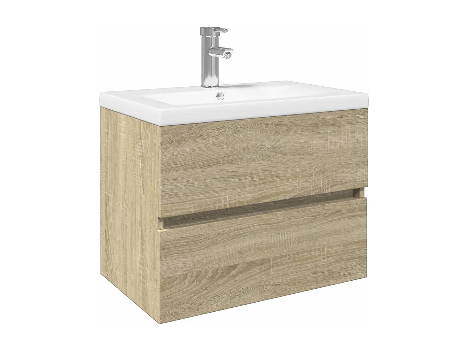 Ensemble de meubles de bain 2pcs céramique et bois d'ingénierie