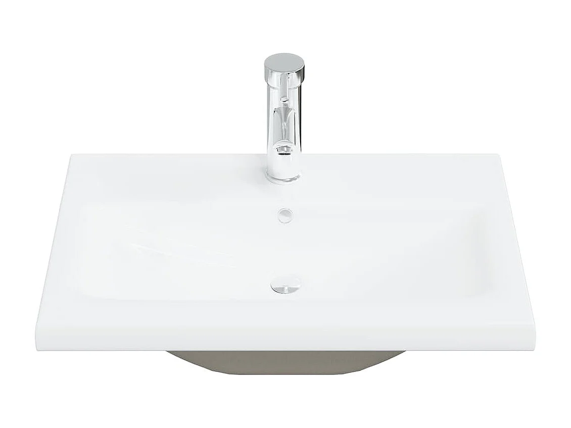 Ensemble de meubles de bain 2pcs céramique et bois d'ingénierie