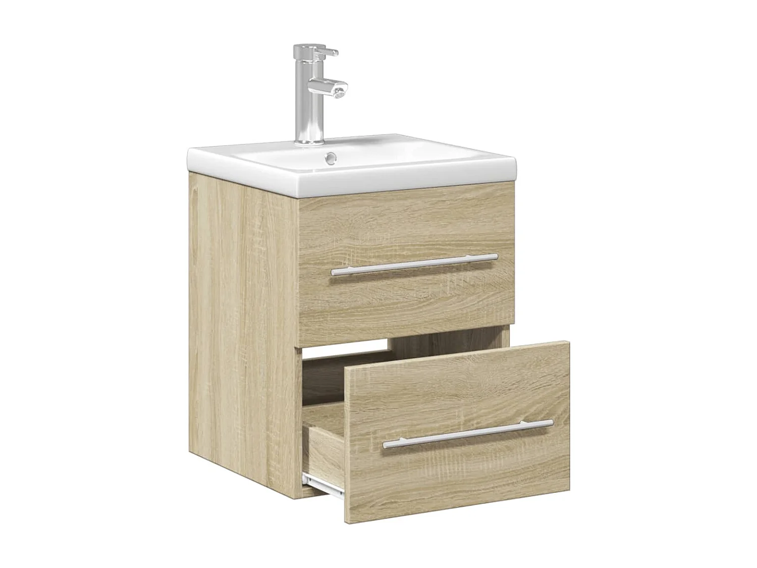 Armoire lavabo de salle de bain et bassin intégré chêne sonoma