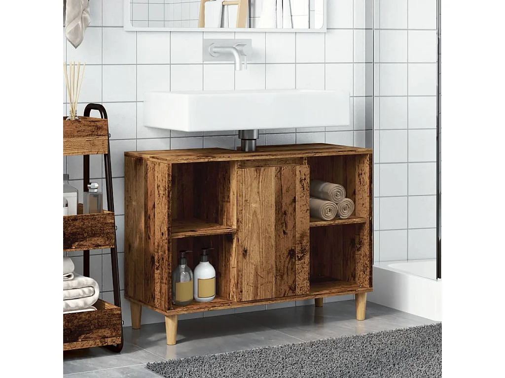 Mobile da Bagno Legno Antico 80x33x60 cm in Legno Multistrato