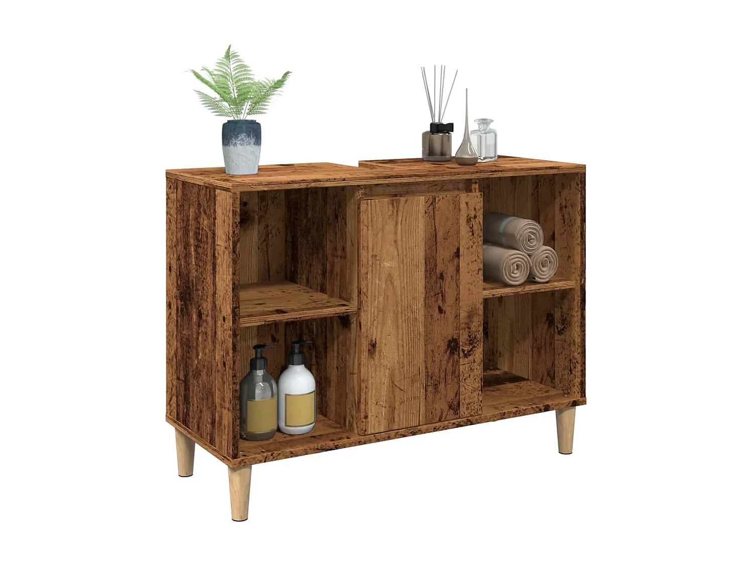 Armoire de salle de bain vieux bois 80x33x60 cm bois ingénierie