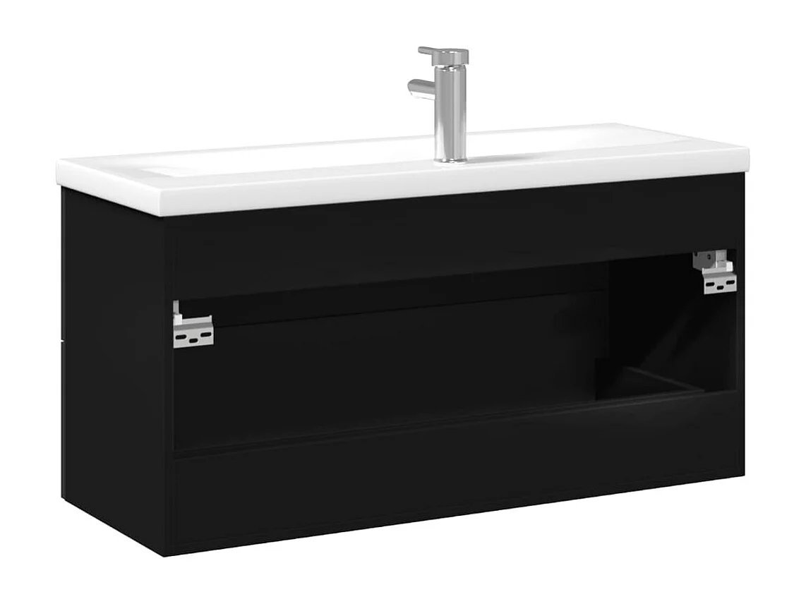 Waschbeckenunterschrank mit Einbaubecken Schwarz