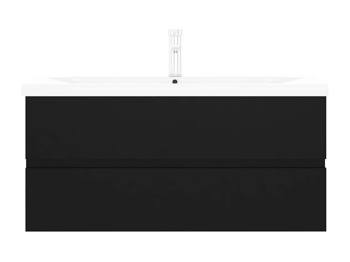 Waschbeckenunterschrank mit Einbaubecken Schwarz Holzwerkstoff