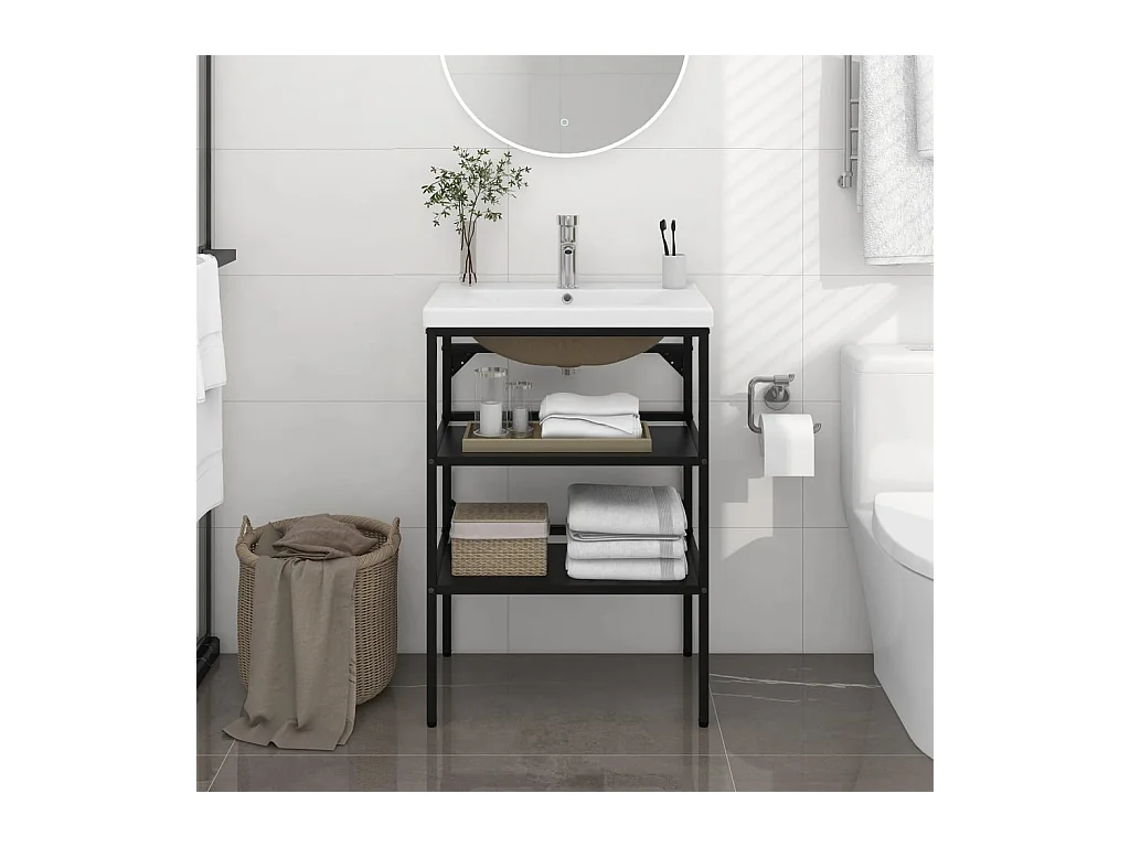 Cadre de lavabo de salle de bain vasque à encastrer Noir Fer