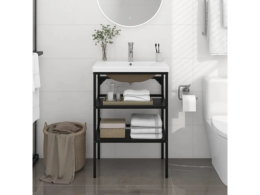 Estructura de baño con lavabo incorporado hierro negro