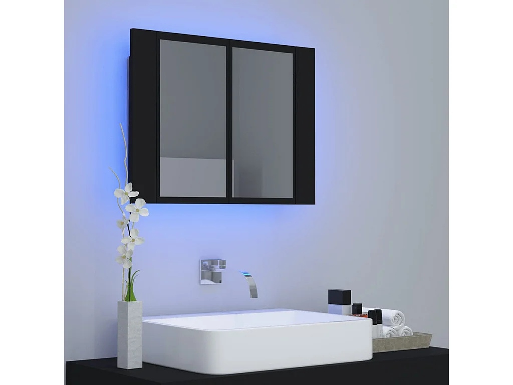 Armoire à miroir de salle de bain LED Noir 60x12x45 Acrylique