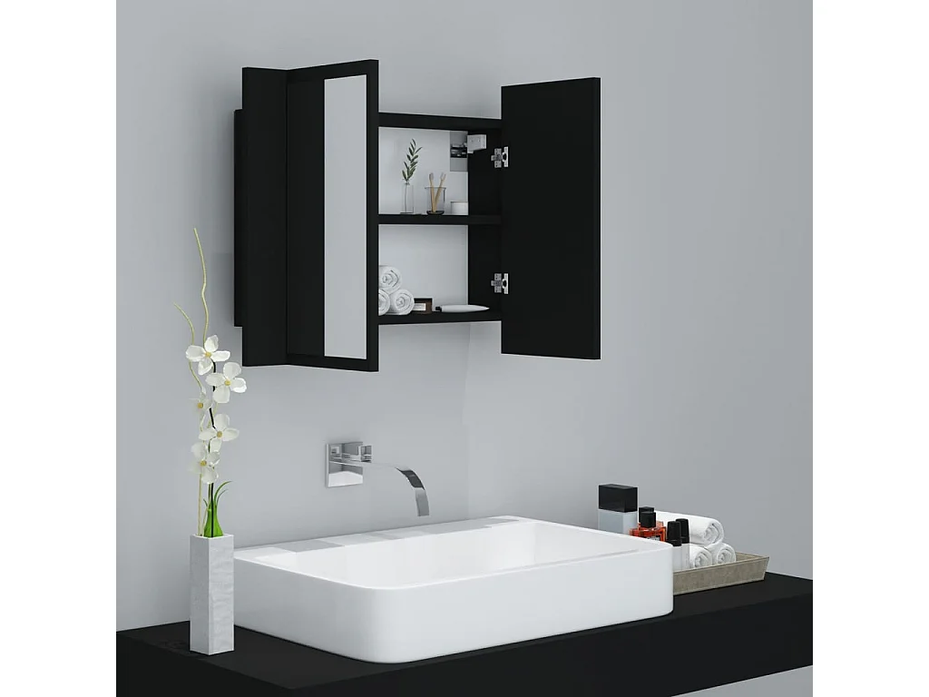 Armoire à miroir de salle de bain LED Noir 60x12x45 Acrylique