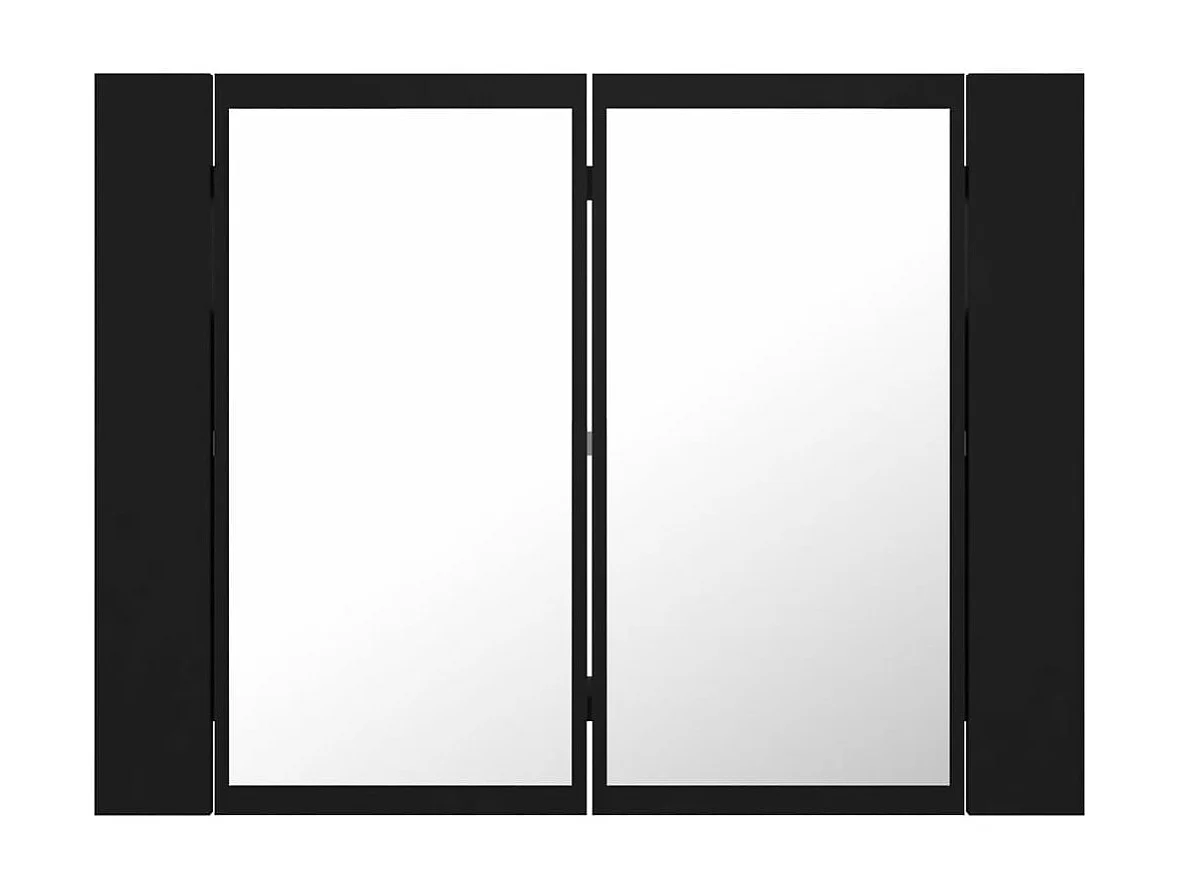 Armario espejo de baño con luz LED acrílico negro 60x12x45 cm