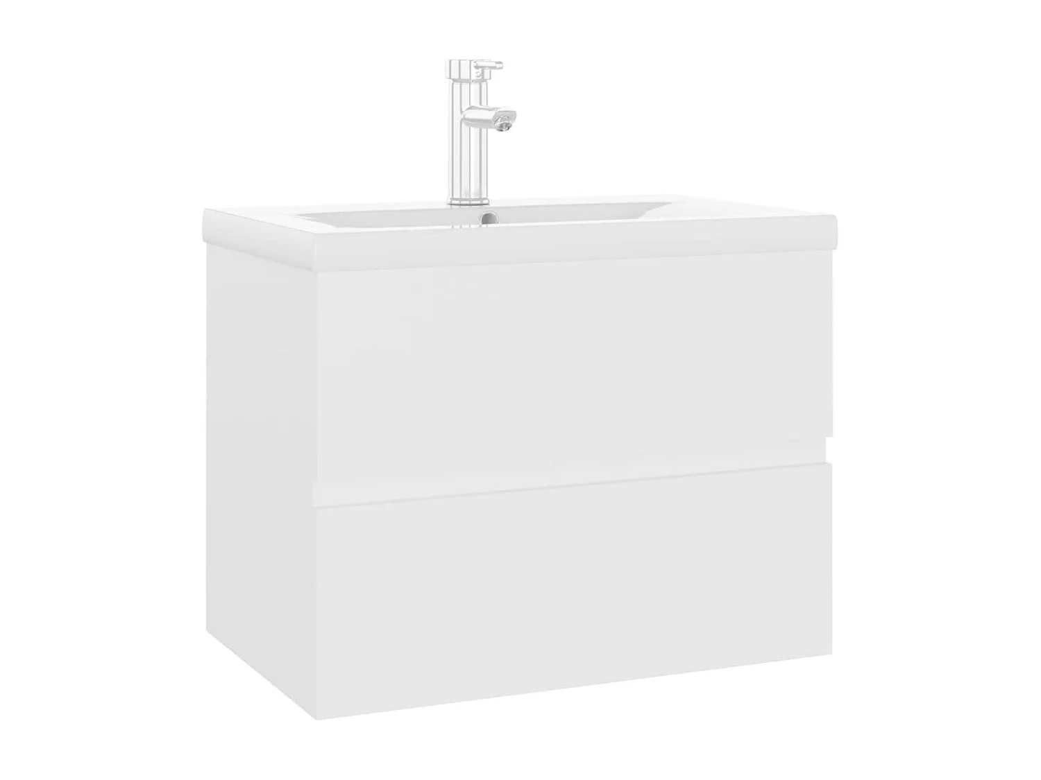 Armoire d'évier avec lavabo intégré blanc bois d'ingénierie