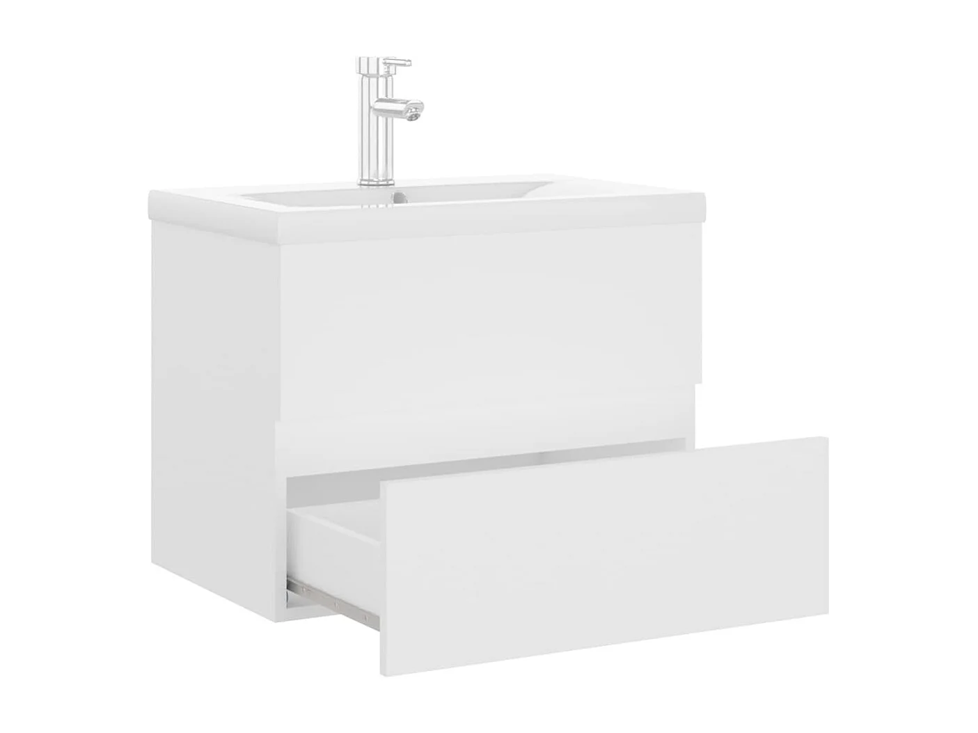 Armoire d'évier avec lavabo intégré blanc bois d'ingénierie