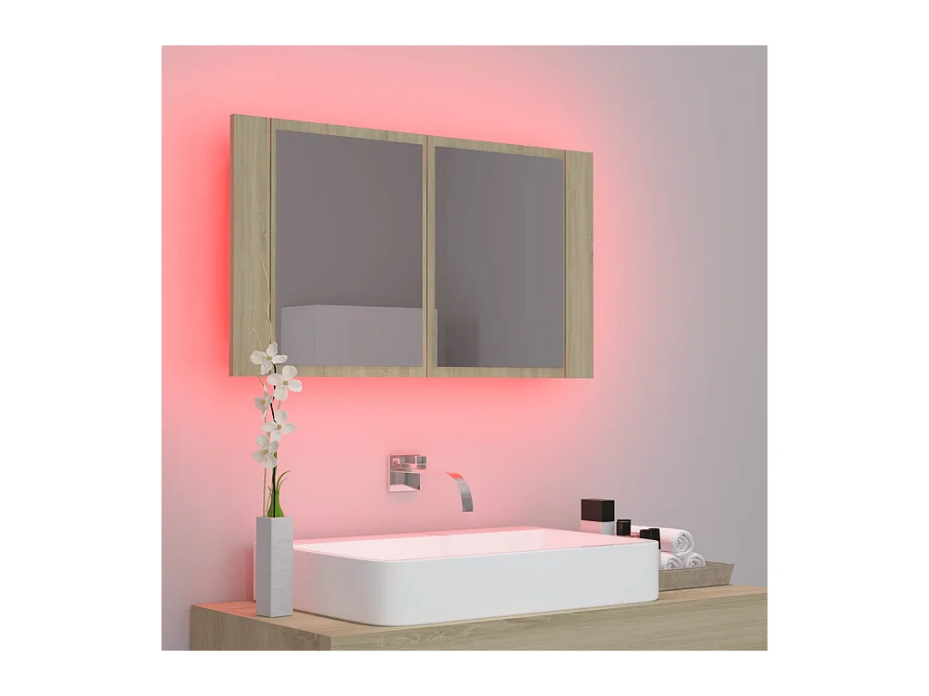 Armoire à miroir à LED de bain Chêne sonoma 80x12x45 Acrylique