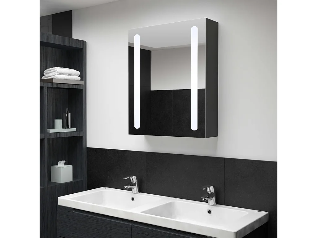 Armadietto Bagno con Specchio e LED 50x13x70 cm