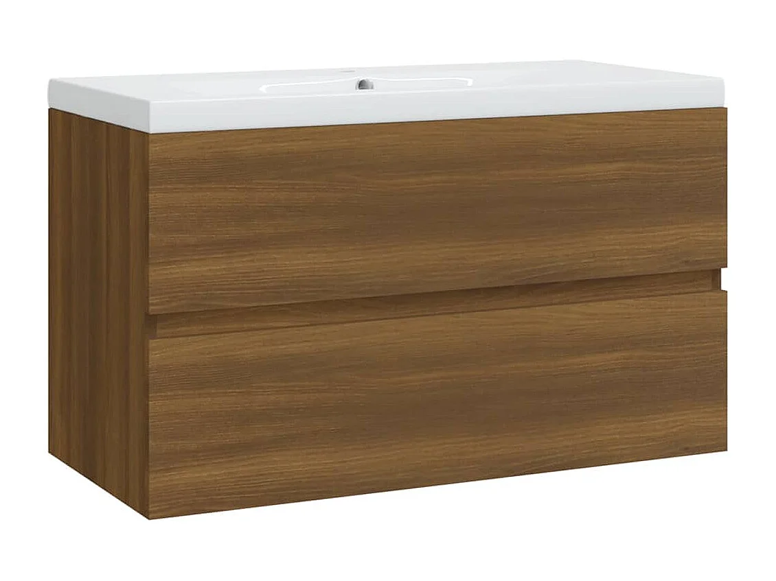 Meuble lavabo avec bassin intégré Chêne brun Bois d'ingénierie