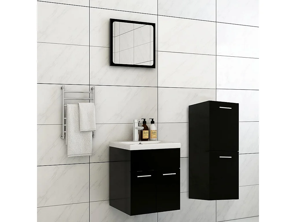 Ensemble de meubles de salle de bain Noir Aggloméré