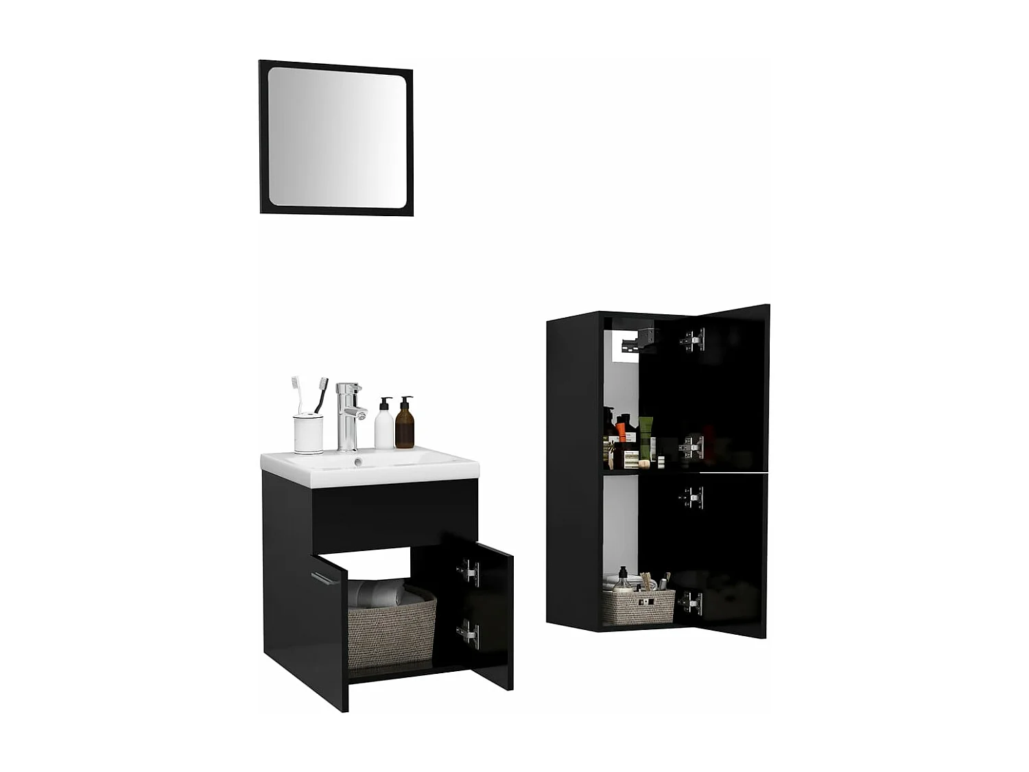 Ensemble de meubles de salle de bain Noir Aggloméré