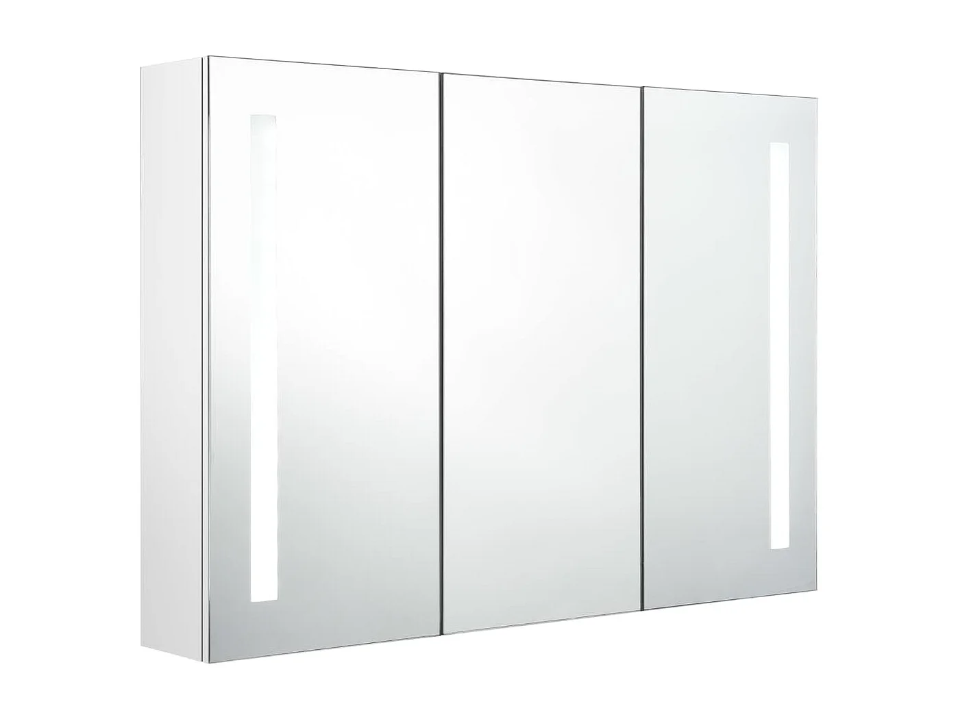 Armoire de salle de bain à miroir LED 89x14x62cm Blanc brillant