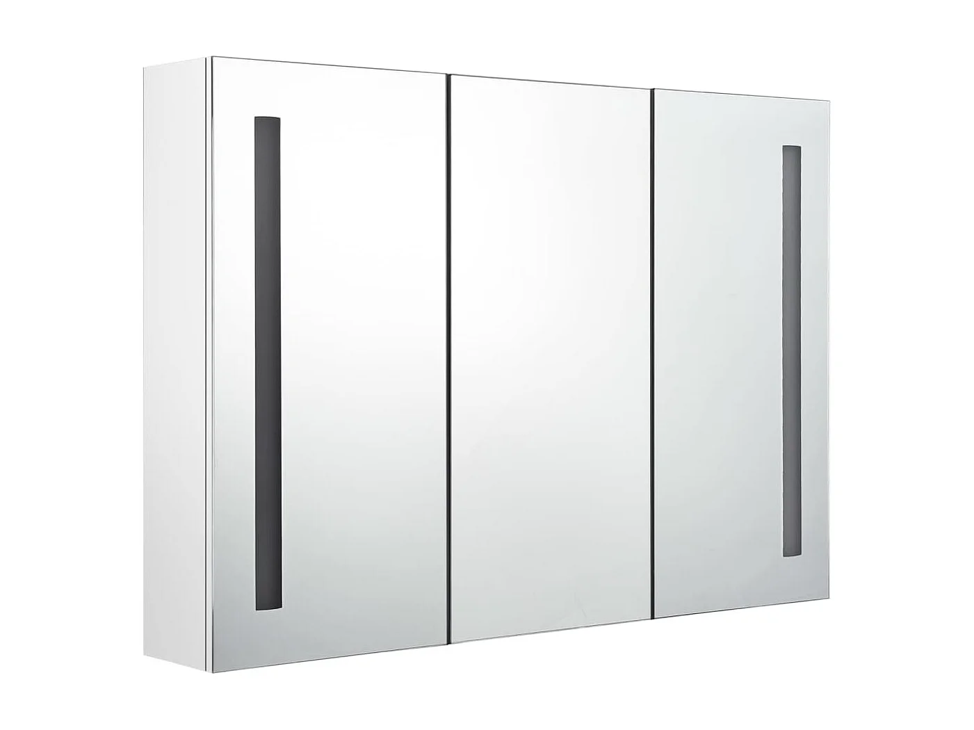 Armoire de salle de bain à miroir LED 89x14x62cm Blanc brillant