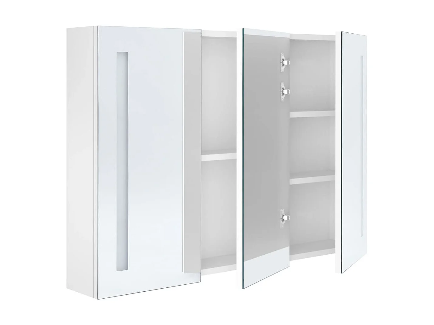 Armoire de salle de bain à miroir LED 89x14x62cm Blanc brillant