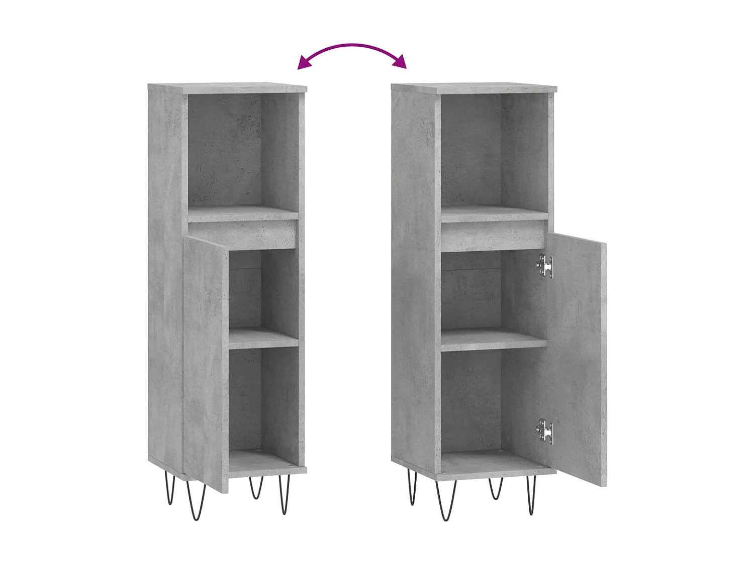 Armadietto Bagno Grigio Cemento 30x30x100 cm Legno Multistrato