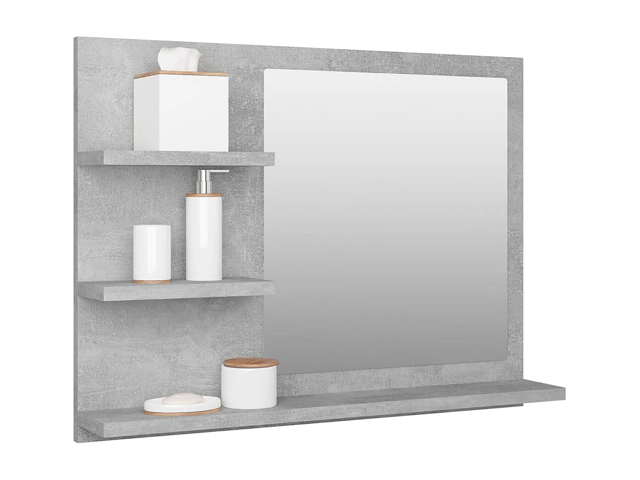 Miroir de salle de bain gris béton 60x10,5x45cm bois ingénierie