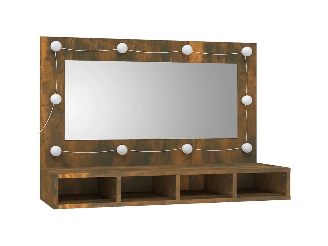 Armoire à miroir avec LED Chêne fumé 90x31,5x62 cm