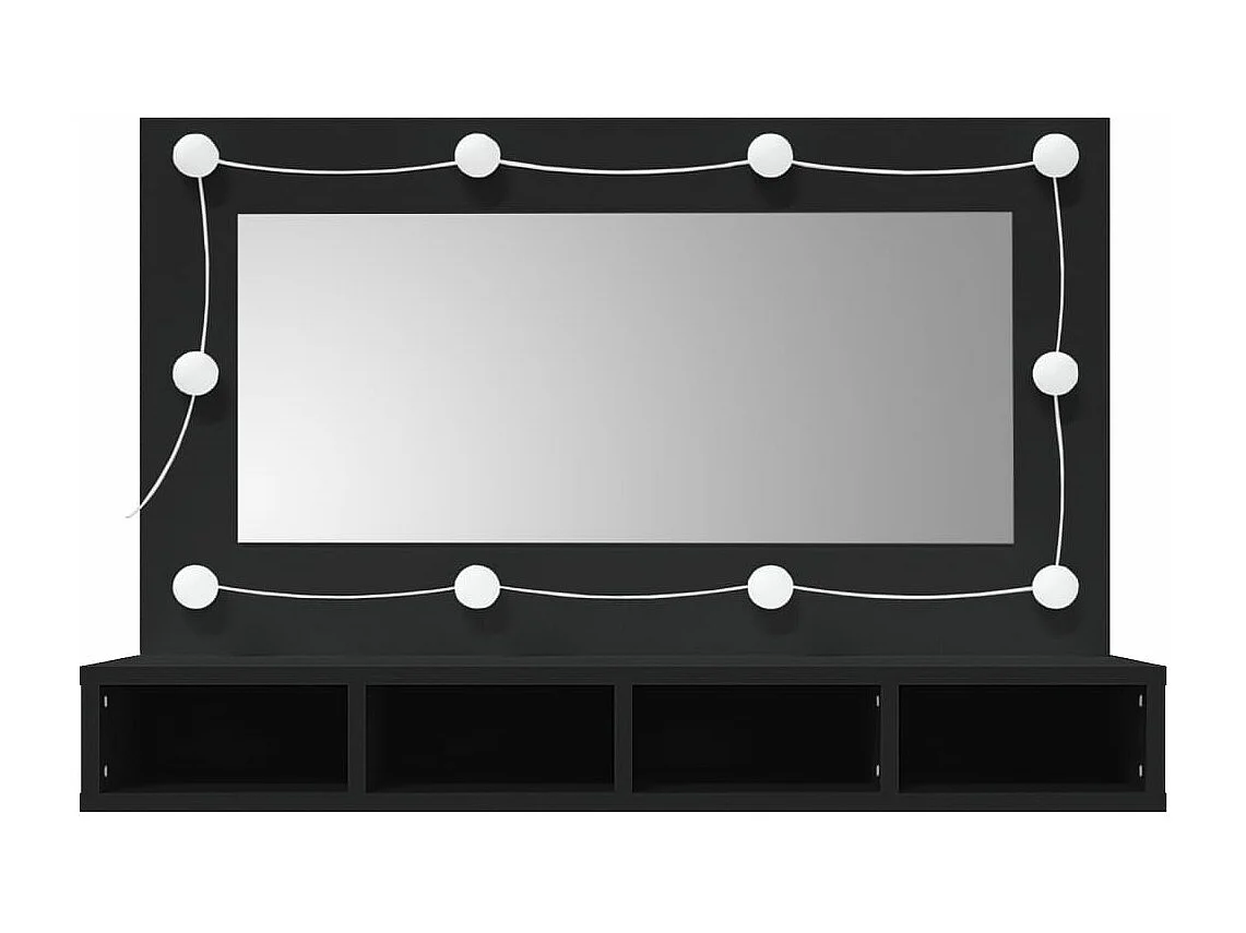 Armoire à miroir avec LED noir 90x31,5x62 cm