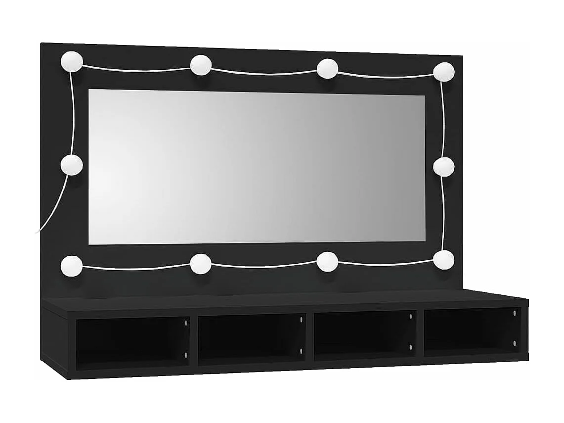 Armoire à miroir avec LED noir 90x31,5x62 cm