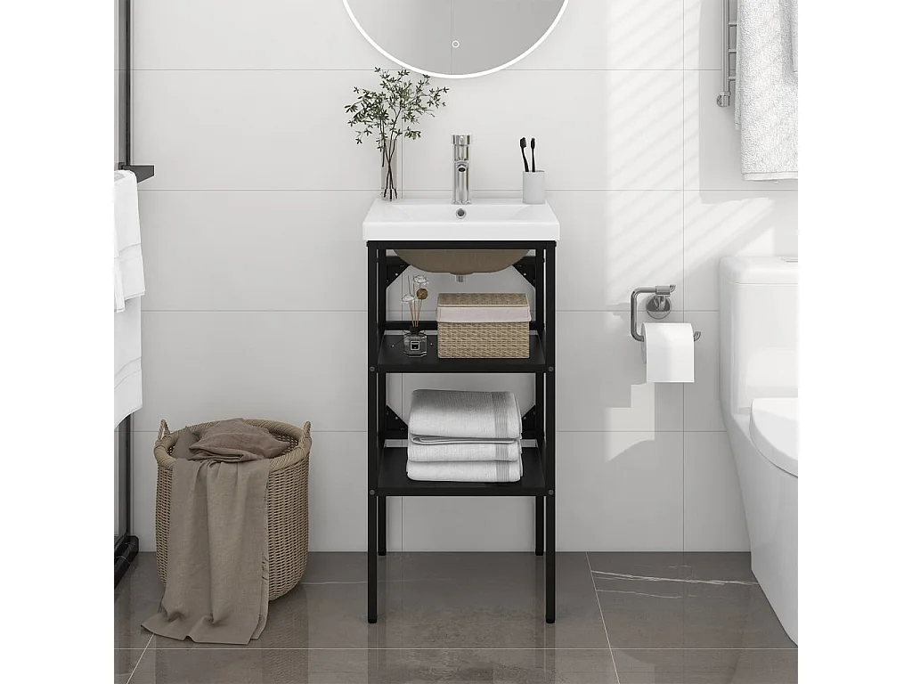 Estructura de baño con lavabo incorporado hierro negro