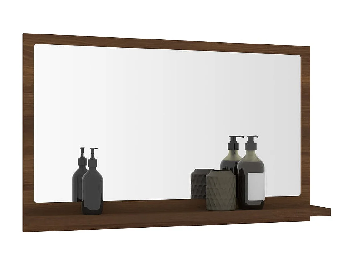 Specchio da Bagno Rovere Marrone 60x10,5x37cm Legno Multistrato