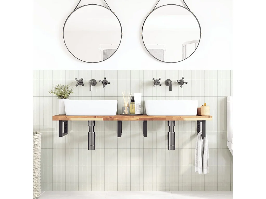 Piano da Bagno Non Trattato 120x40x4cm Legno Massello di Acacia