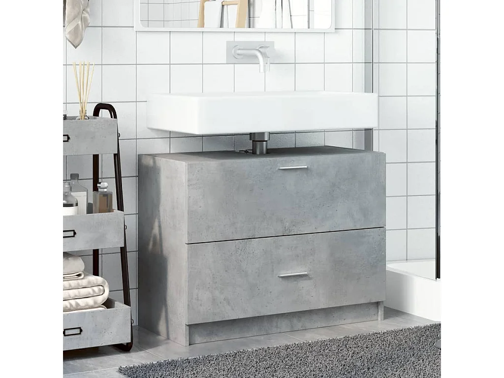 Betonnen grijze spoelbakkast 78x37x59 cm Bewerkt hout