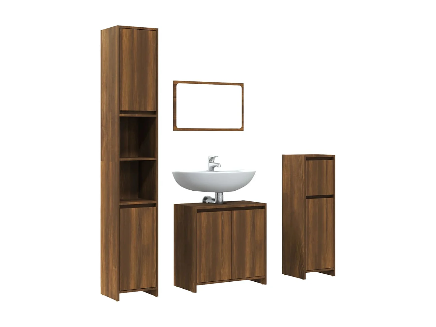 Set mobili da bagno 4 pz. Rovere marrone