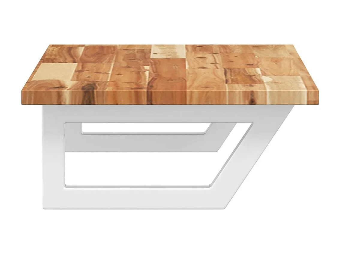 Estante de lavabo de pared acero y madera maciza de acacia