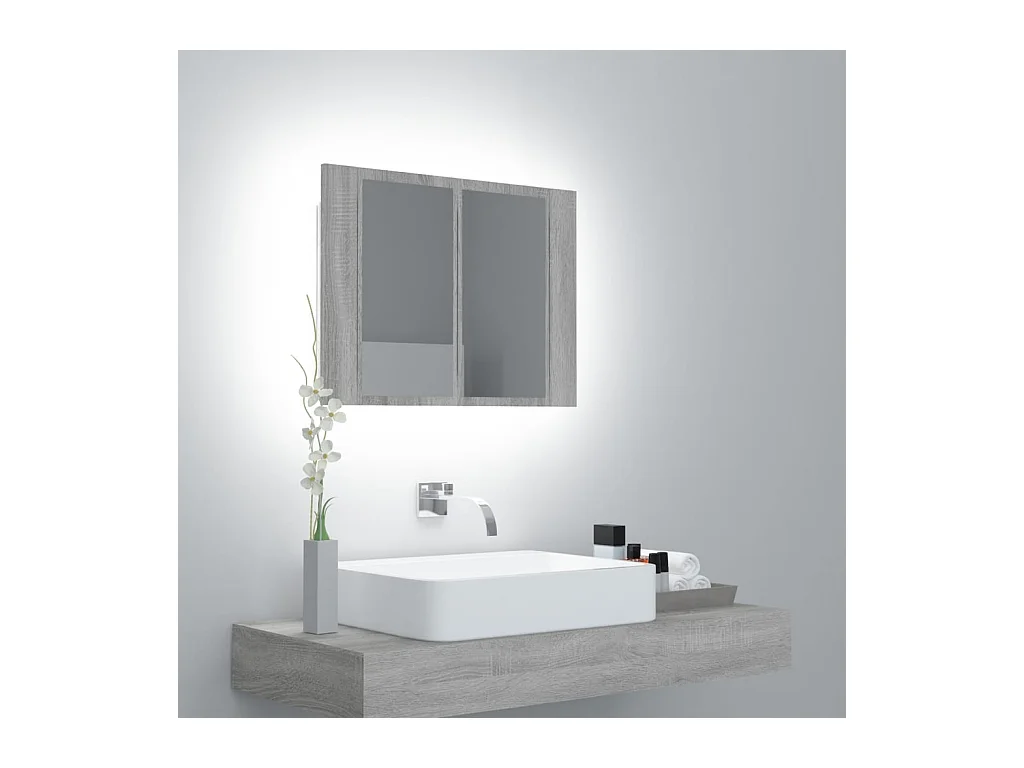LED-Spiegelschrank Grau Sonoma 60x12x45 cm Holzwerkstoff