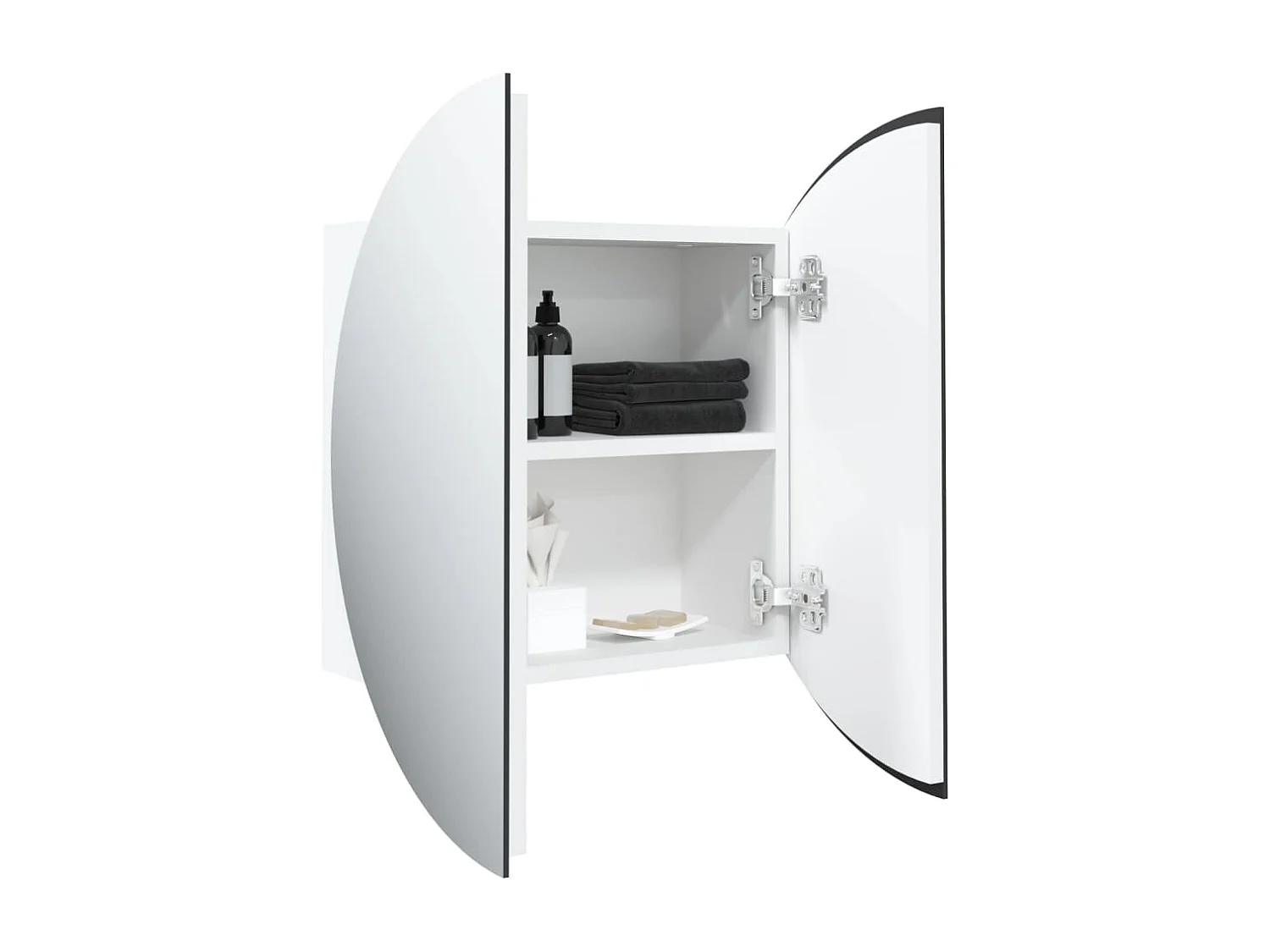 Armoire de salle de bain miroir rond et LED Blanc 47x47x17,5 cm